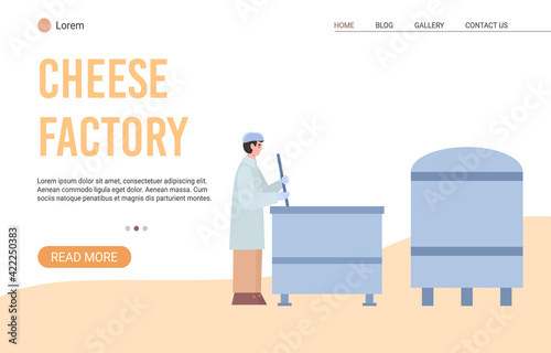 Technology process of cheese production on milk factory a vector illustration