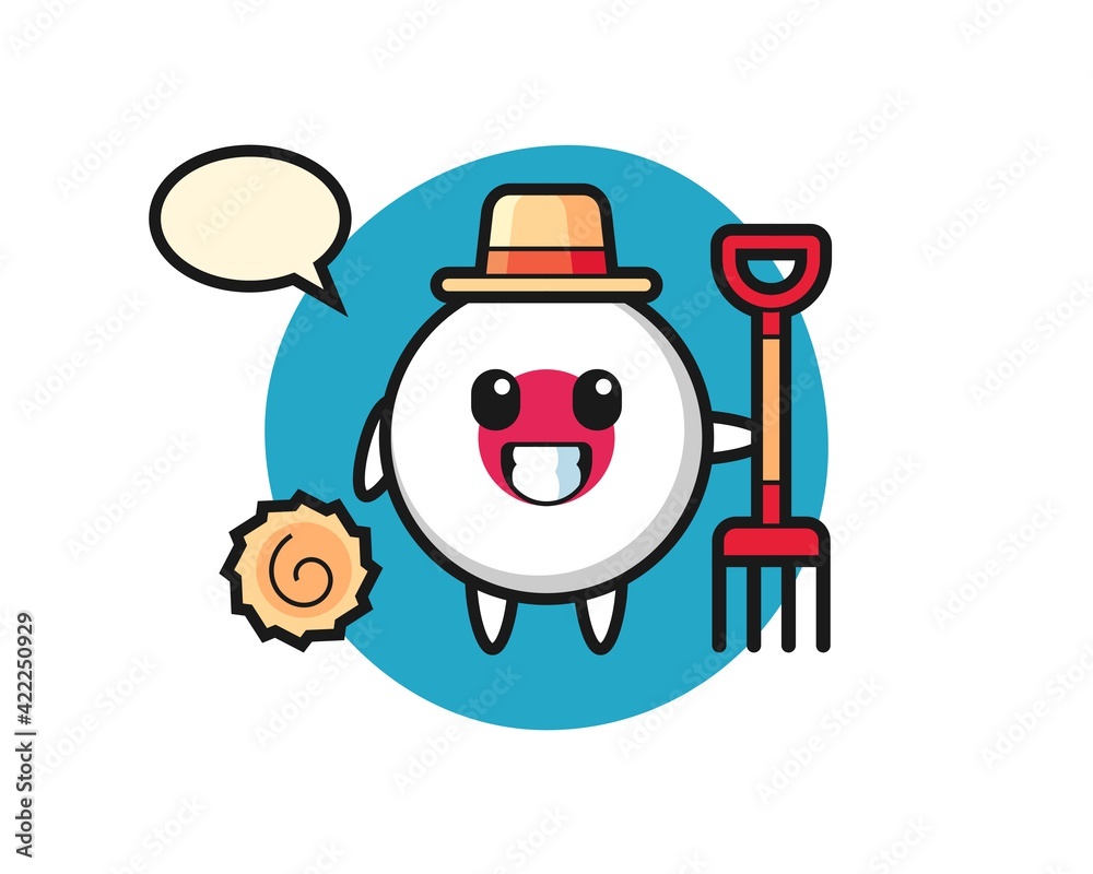 Mascot character of japan flag badge as a farmer Mascot character of japan flag badge as a farmer