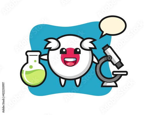 Mascot character of japan flag badge as a scientist