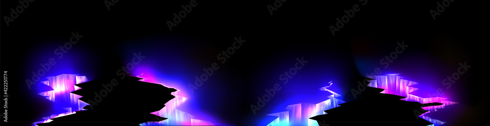 Magic glow in ground cracks, glowing texture.