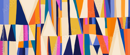 Contemporary trendy abstract illustration print. Colorful modern collage pattern. 