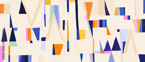 Colorful hand drawn trendy abstract illustration print. Contemporary creative collage pattern. 