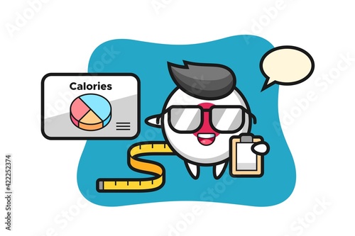 Illustration of japan flag badge mascot as a dietitian