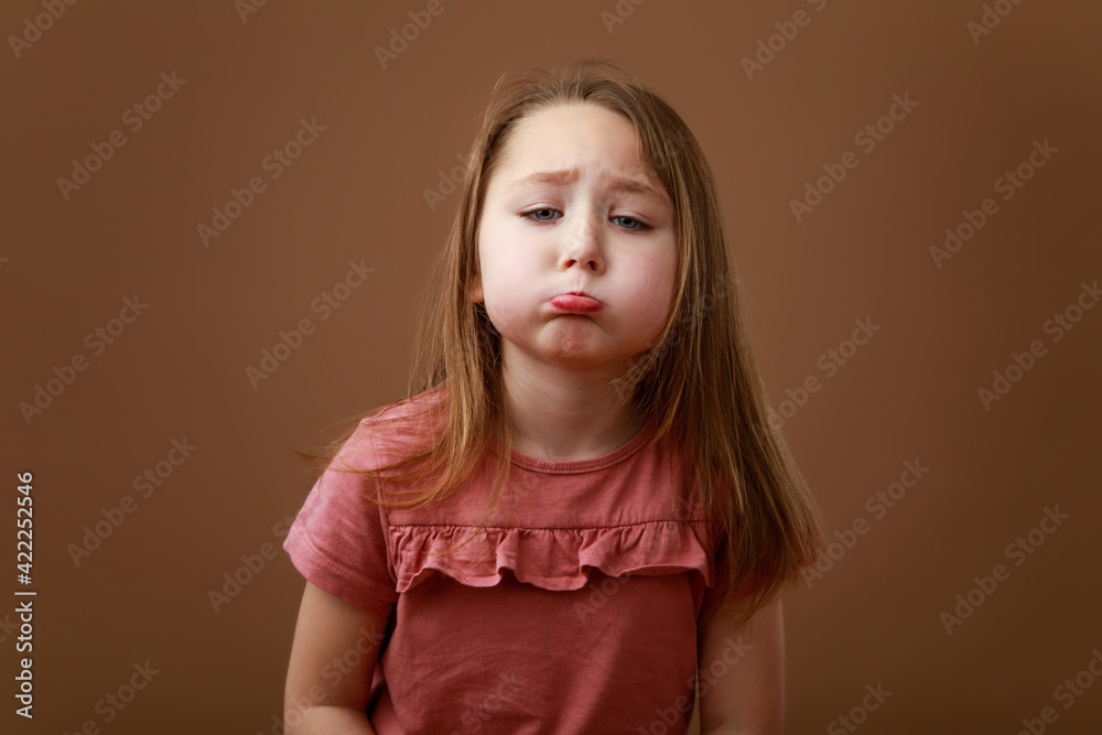 Portrait of a girl with upset emotion Portrait of a girl with upset emotion