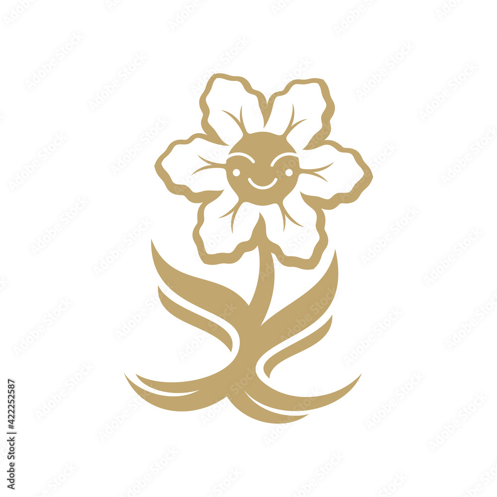Flower Funny Vector Logo Design