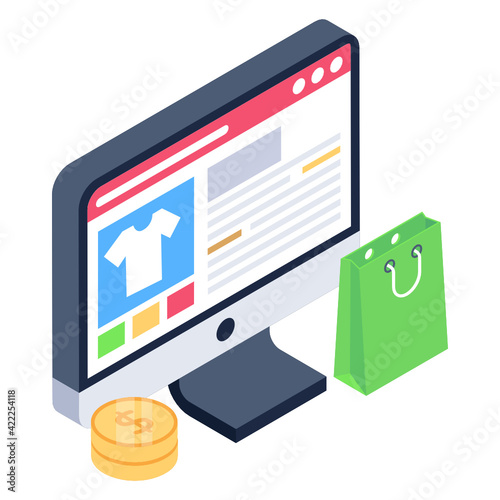 
A web shopping isometric editable icon 

