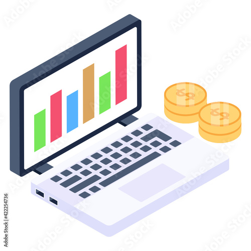 
An online trading icon in isometric design 

