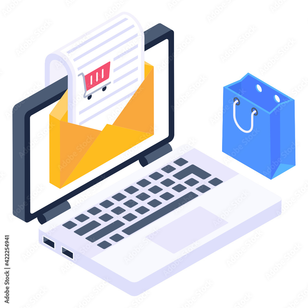 Shopping email isometric icon
Shopping email isometric icon
