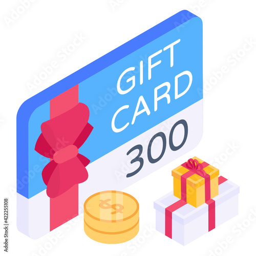 
Voucher gift icon in isometric design 

