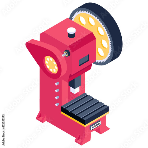 
Sheet metal punching machine isometric trendy icon 

