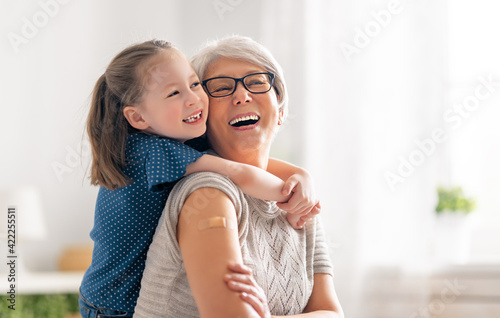 Senior woman after vaccination.