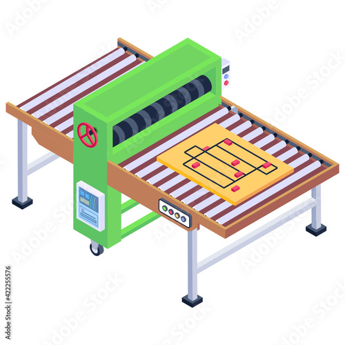 
Die cutters machine in isometric trendy design vector

