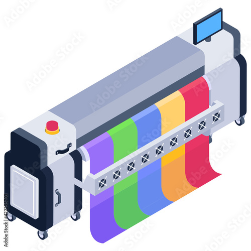 
Negijet konica flex printing machine isometric trendy design vector

