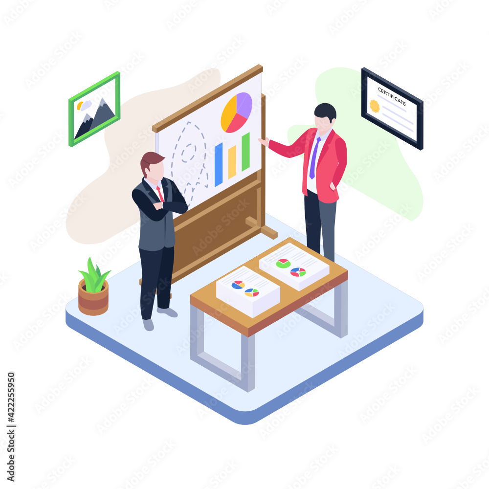 Isometric illustration vector design of business discussion
Isometric illustration vector design of business discussion
