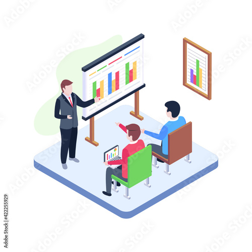 
Business presentation in isometric illustration vector style 

