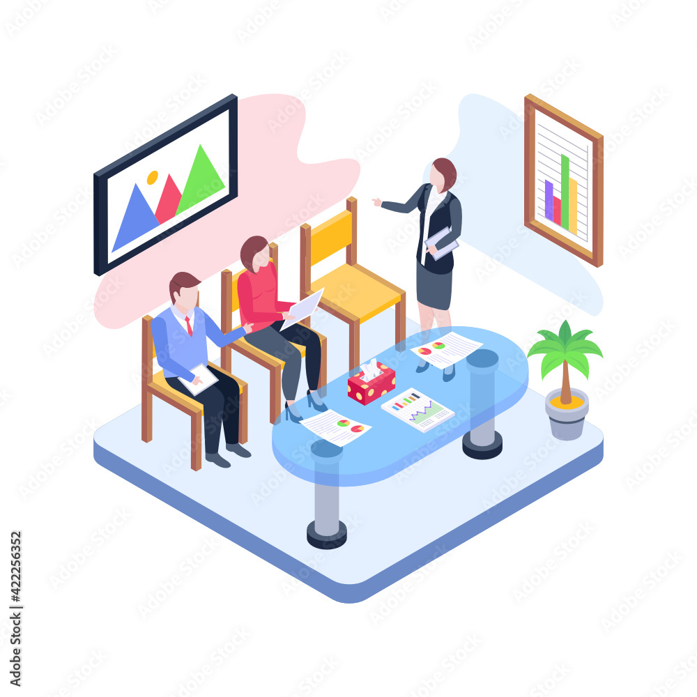 
Waiting for job isometric illustration design 

