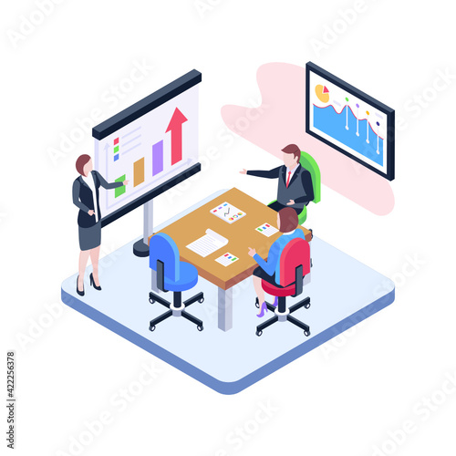 
Business raining isometric illustration 

