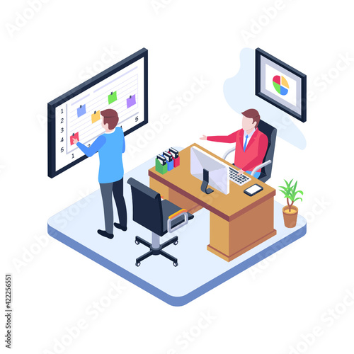 
Developers planning isometric illustration design 

