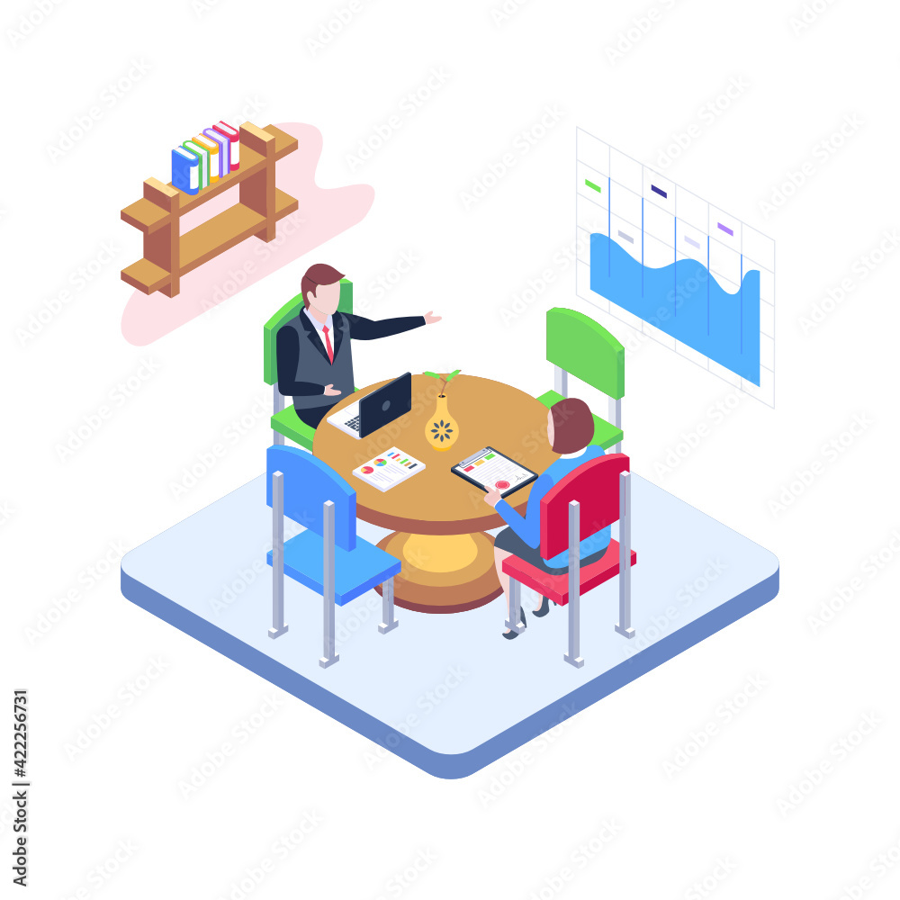 
Isometric illustration vector design of discussing business 

