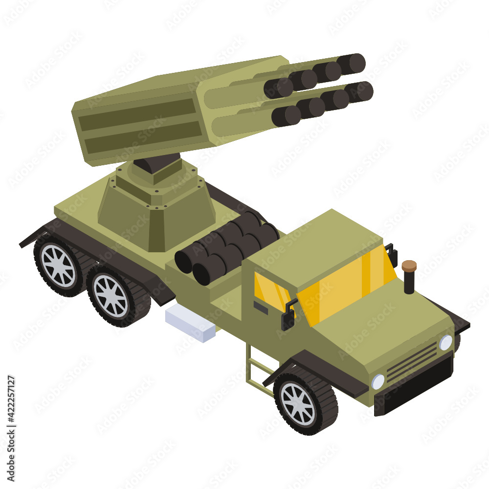 Weapon truck isometric trendy design vector
Weapon truck isometric trendy design vector
