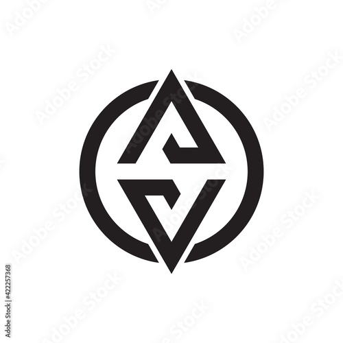 Creative illustration modern A V sign geometric logo design template