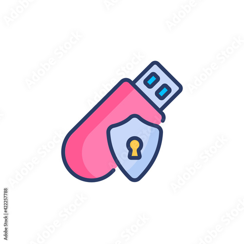 Secured USB icon in vector. Logotype