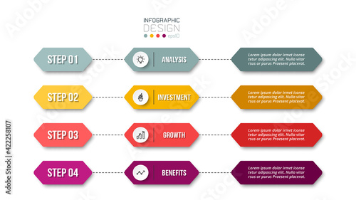 4 step process work flow infographic template.