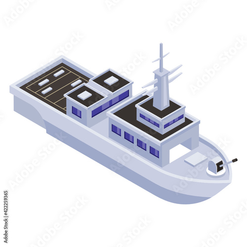 
Icon of warship in modern isometric design 

