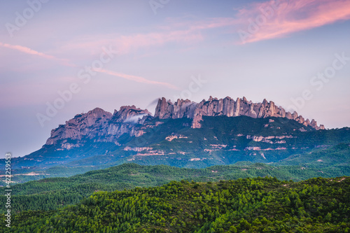 Sunset over the beautiful mountain range (Montserrat, Spain) © zkcristian