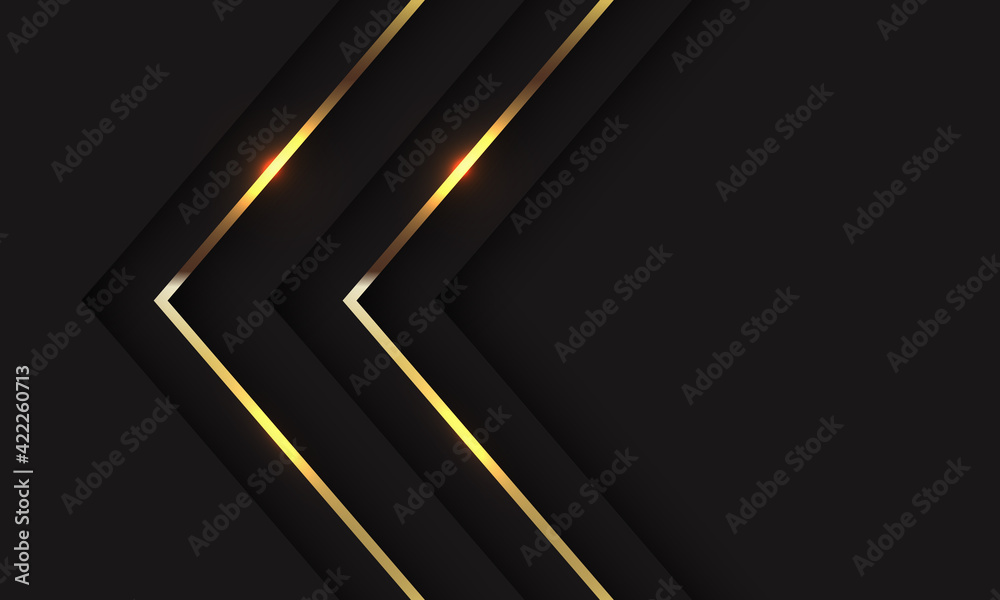 Abstract twin gold shadow arrow direction on black with blank space design modern luxury futuristic background vector illustration.