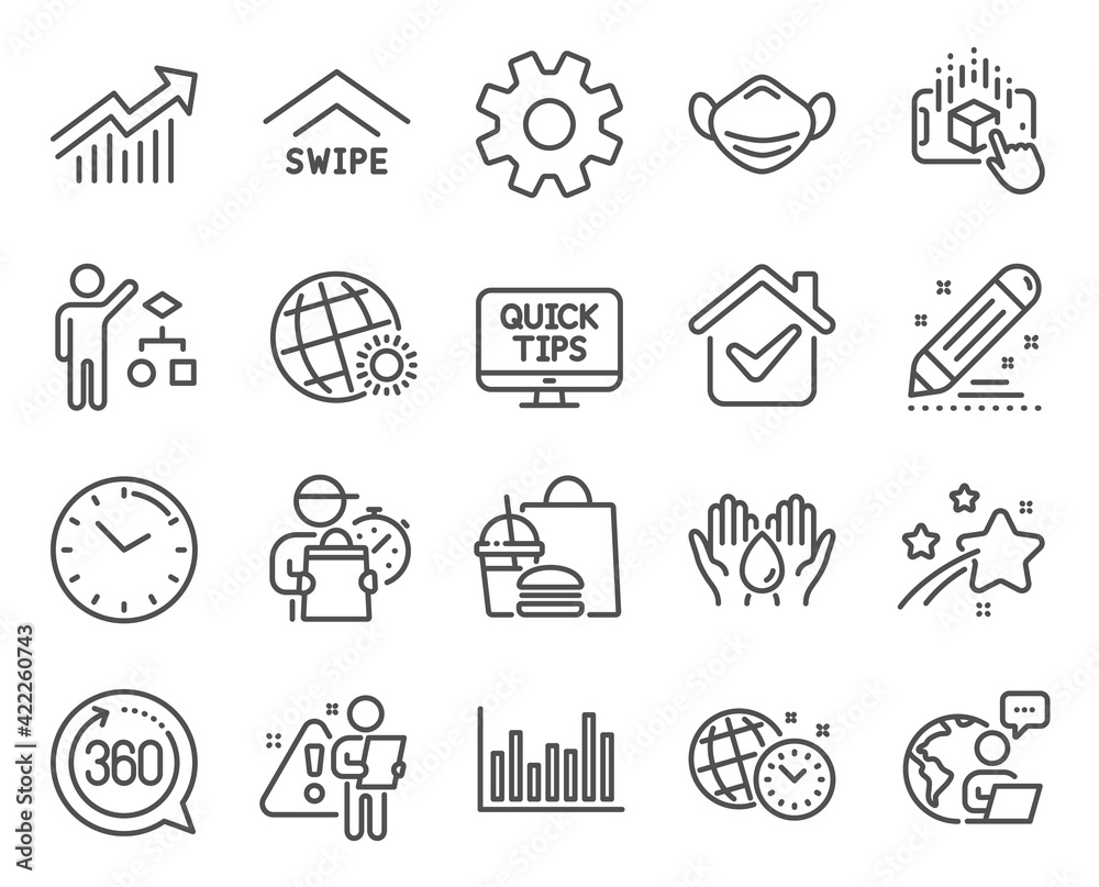 Naklejka premium Science icons set. Included icon as Medical mask, Time management, Service signs. Vector