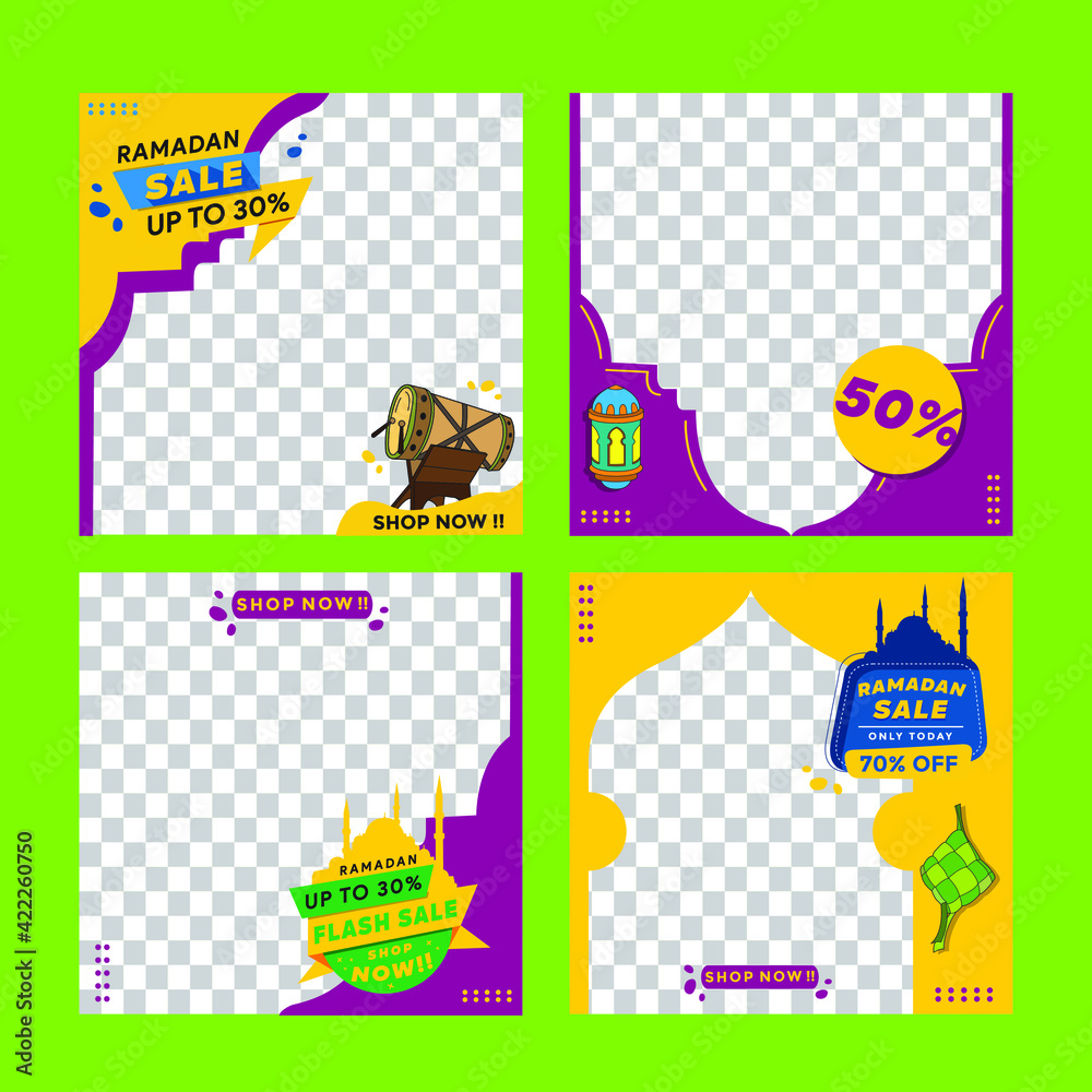Fototapeta premium Editable templates for instagram feed post, sale promotion, gift, Trendy background design bundle for social media 