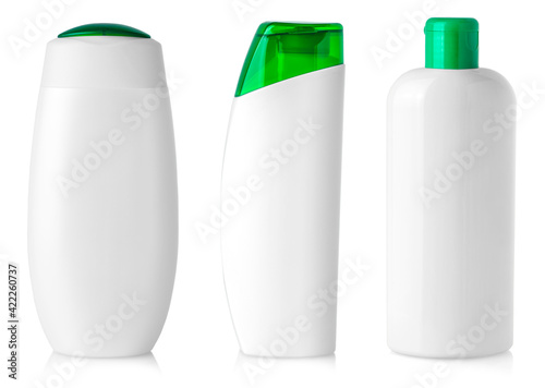 White blank plastic bottle on isolated background. Close up