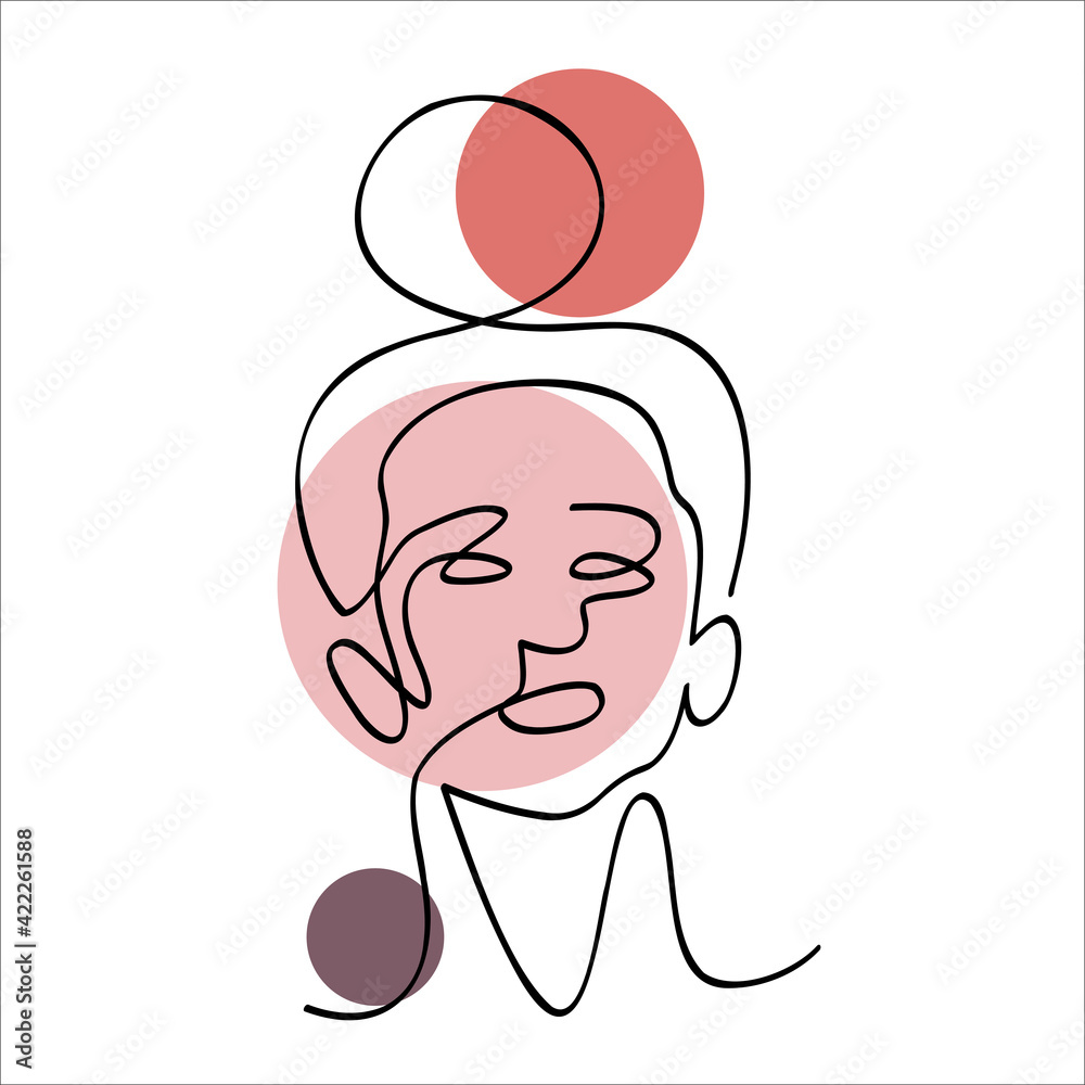 Female face one line drawing with minimal shapes, curved lines. illustration for fashion design. Abstract minimal drawing outline Female face one line drawing with minimal shapes, curved lines. illustration for fashion design. Abstract minimal drawing outline
