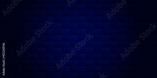 Dark blue brick wall background for neon lights. Place for your text. Texture of bricks. Vector illustration
