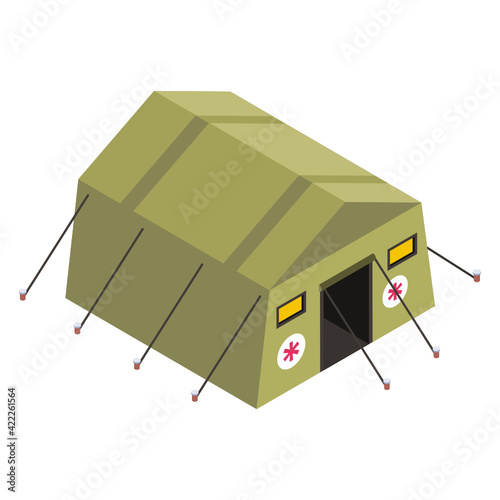 
Editable isometric icon of army camp

