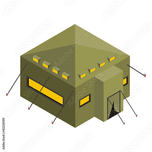 
Editable isometric icon of army camp

