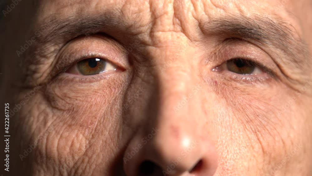 Close-up Part Of The Face Of An Elderly Man. Front view. Close-up Part Of The Face Of An Elderly Man. Front view.
