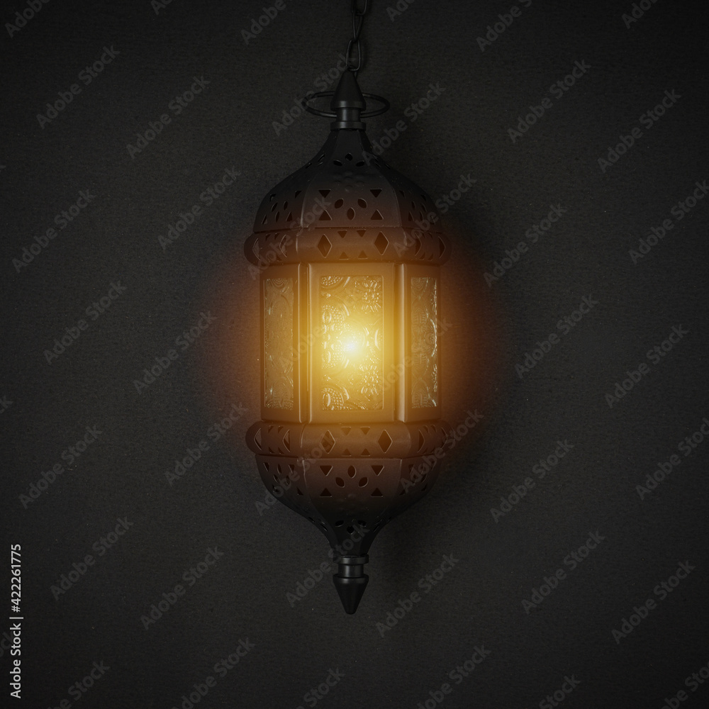 A stunning Ramadan candle lantern on black background. Square size of photo. A stunning Ramadan candle lantern on black background. Square size of photo.