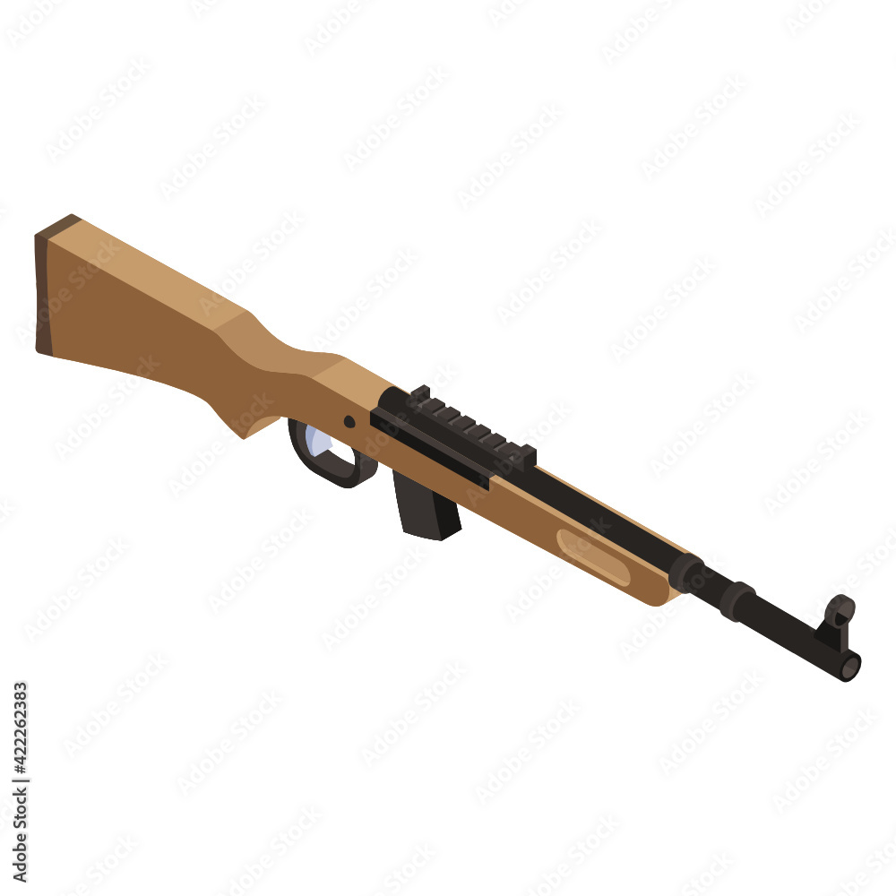 
A rifle gun icon in isometric design 

