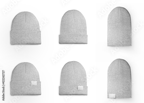 Foto Heather beanie mockup set isolated on background