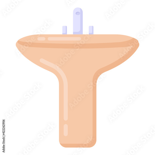 
Bathroom accessory, flat icon of washbasin 

