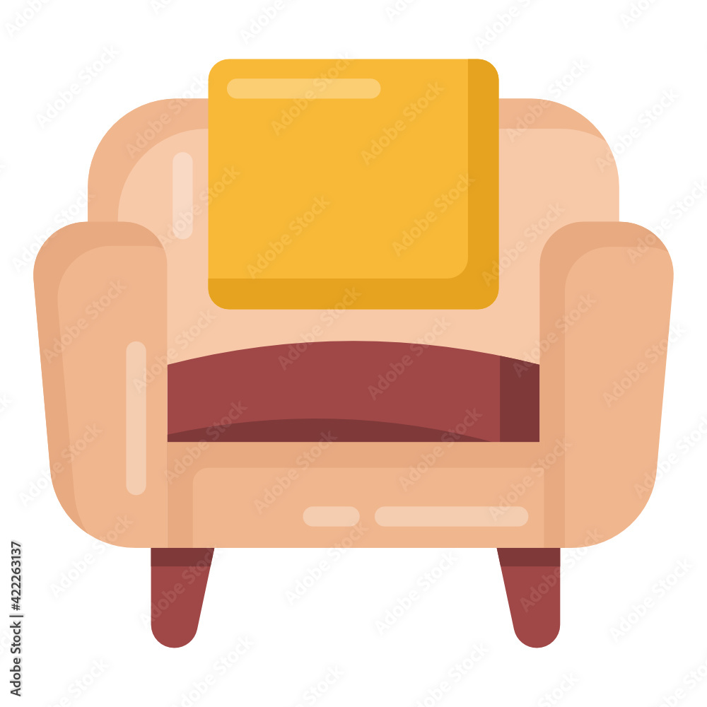 Home furniture, flat icon of single sofa
Home furniture, flat icon of single sofa
