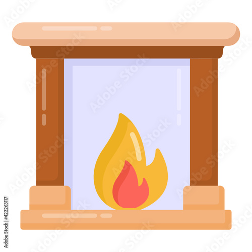 
A fireplace icon in flat design

