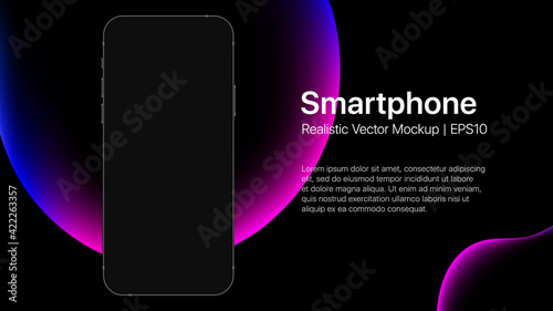 iPhone presentation slide with liquid bubbles. Smartphone mockup. Vector illustration