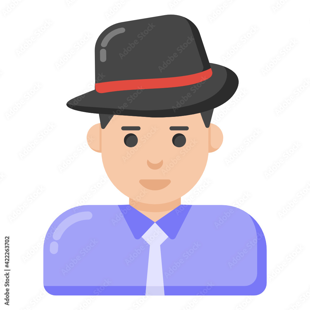 
Man with hat denoting flat icon of pilgrim man 

