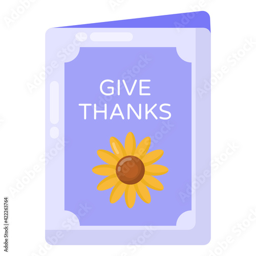 
Gratitude card in flat trendy icon 

