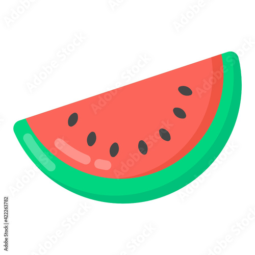
Watermelon slice trendy flat icon 

