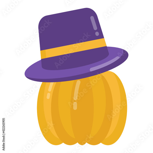 
Flat vector design of pilgrim pumpkin icon

