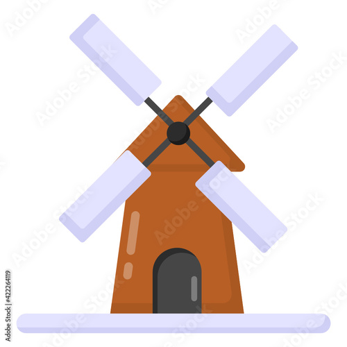 
Flat trendy icon of windmill, renewable energy 

